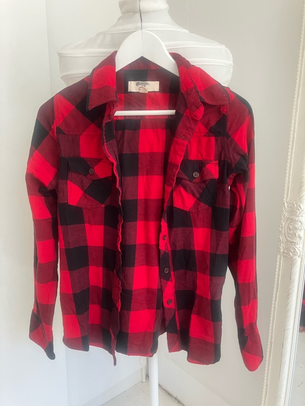 Thread & Supply Red and Black Plaid Button-Down Shirt